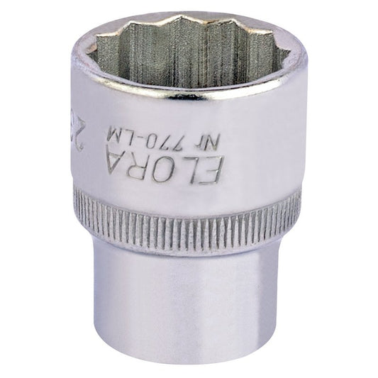 Elora Bi-Hexagon Socket 1/2"D 23mm Chrome Plated Hardened And Tempered 24682