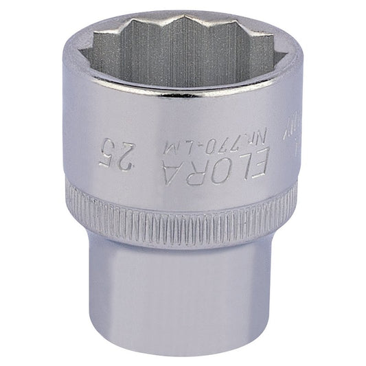 Elora Bi-Hexagon Socket 1/2"D 25mm Chrome Plated Hardened And Tempered 24707