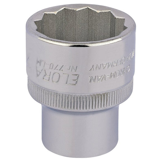 Elora Bi-Hexagon Socket 1/2"D 27mm Chrome Plated Hardened And Tempered 24723