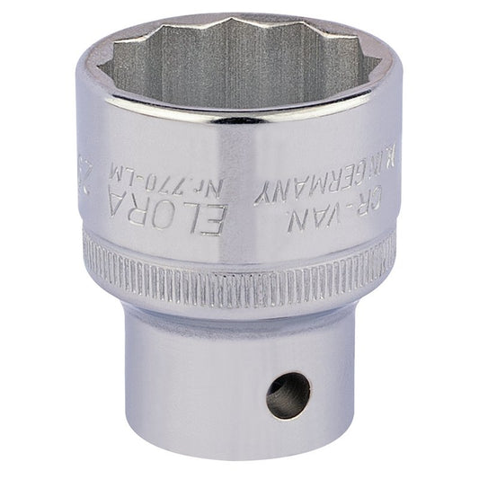 Elora Bi-Hexagon Socket 1/2"D 29mm Chrome Plated Hardened And Tempered 24749