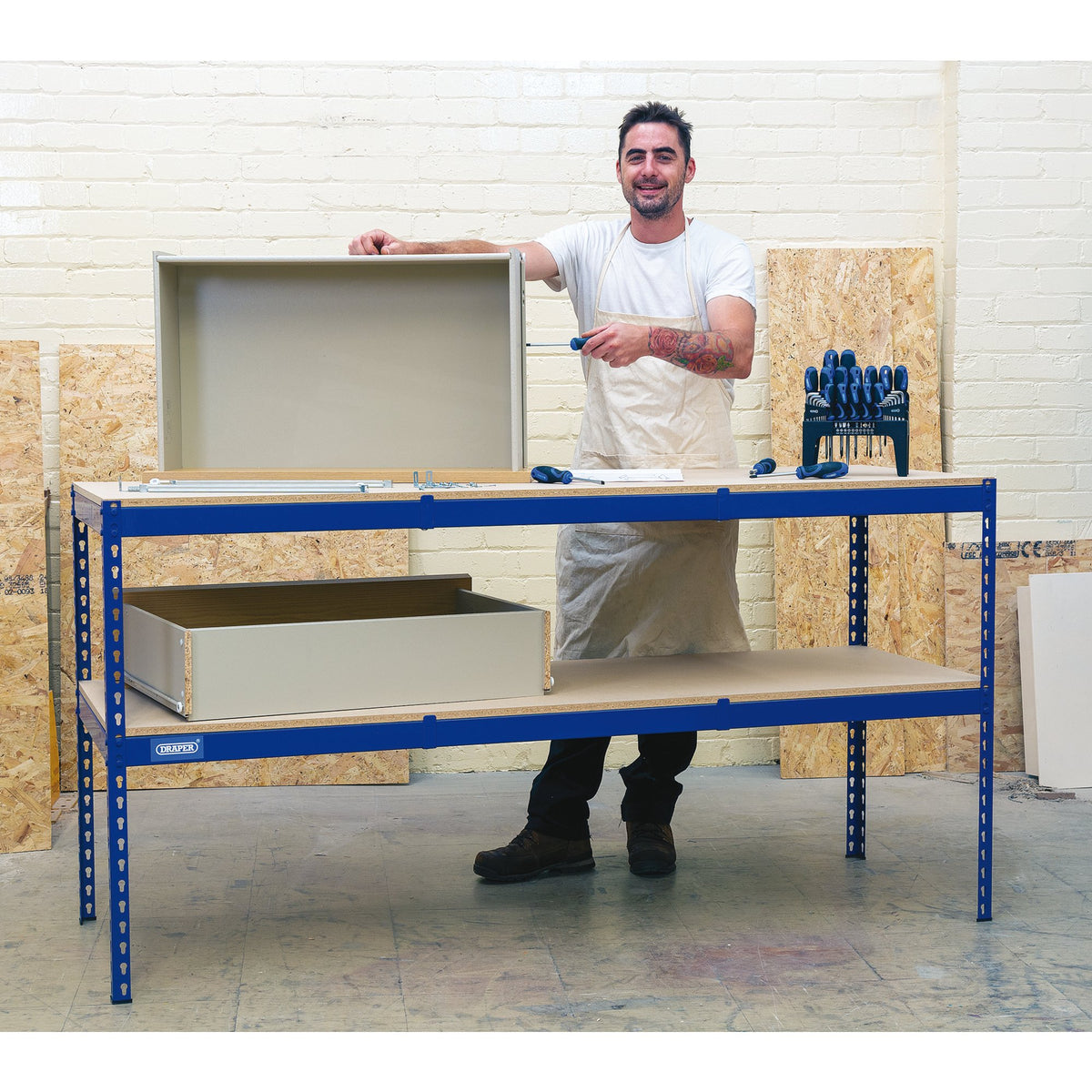 Draper Steel Workbench 1800 x 600 x 900mm Maximum working load 200kg 24913