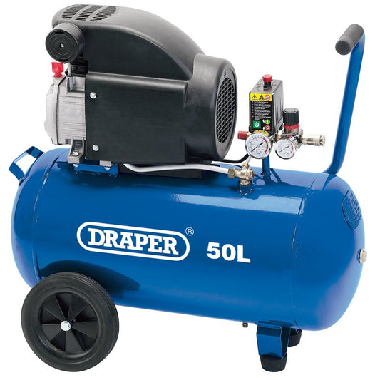 Draper 50L Direct Drive Air Compressor 1.5kW 2hp 230V Pressure 116psi 8bar 24981