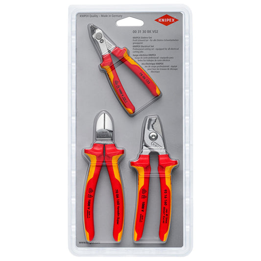 KNIPEX Electrical Plier Cutting Set 3 Piece VDE Tested Handles 00 31 30 BK V02