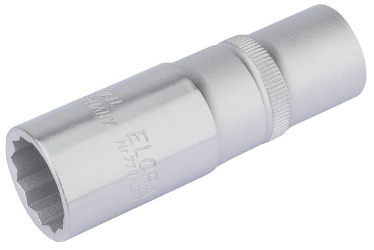 Elora 1/2"D 19mm Deep Bi Hexagon Socket Chrome Plated Knurled Ring 25119
