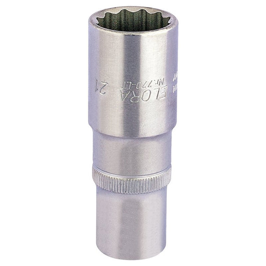 Elora 1/2"D 21mm Deep Bi Hexagon Socket Chrome Plated Knurled Ring 25135