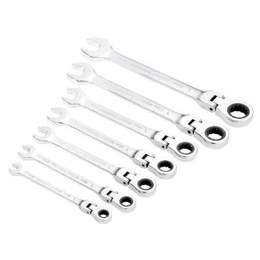 Draper HI-TORQ Metric Flexible Head Ratchet Combination Spanner Set 7 Pc 25396