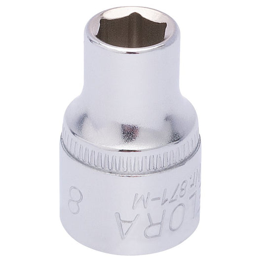 Elora Hexagon Socket 3/8" Sq Dr 8mm Standard Length Chrome Plated 25846