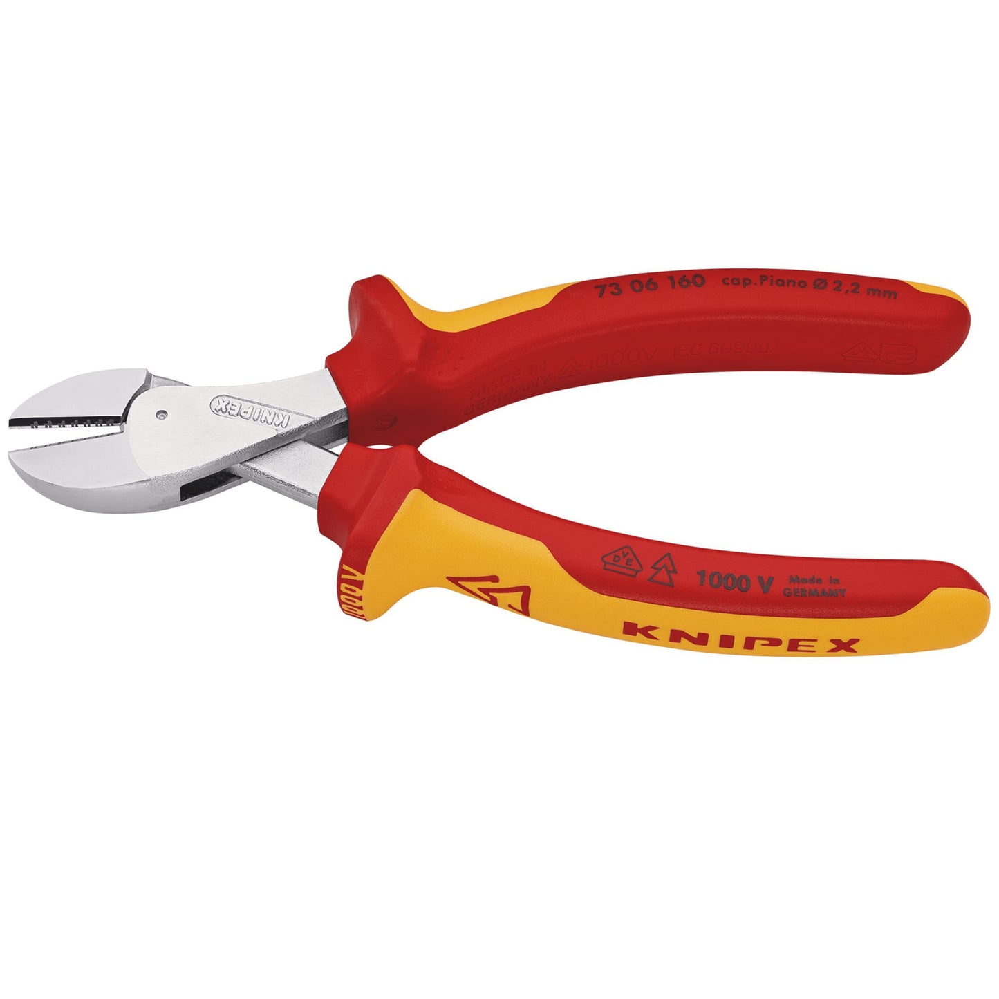 Knipex X-Cut 160mm High Leverage Insulated Diagonal Cutter 1500V DC 73 06 160 SB