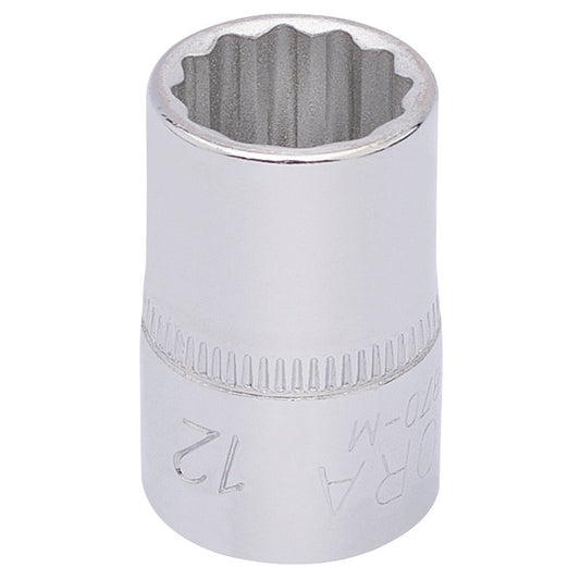 Elora Bi-Hexagon Socket 3/8"D 12mm Chrome Plated Hardened And Tempered 25888
