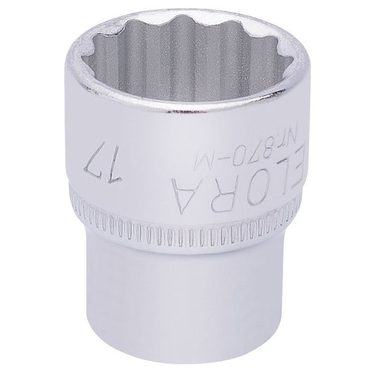 Elora Bi-Hexagon Socket 3/8" 17mm Chrome Plated Hardened And Tempered 25937