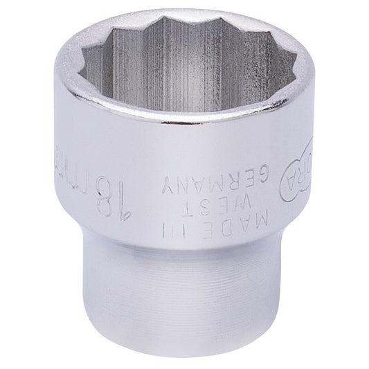 Elora Bi-Hexagon Socket 3/8"D 18mm Chrome Plated Hardened And Tempered 25945