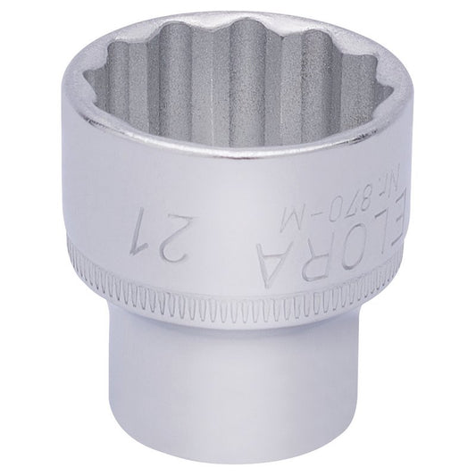 Elora Bi-Hexagon Socket 3/8"D 21mm Chrome Plated Hardened And Tempered 25979