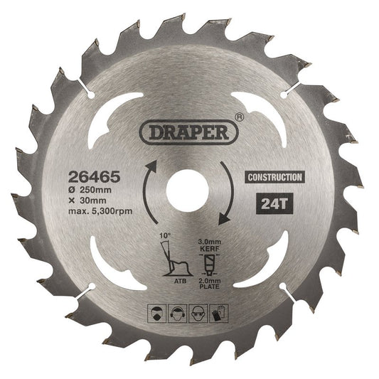 Draper TCT Construction Circular Saw Blade 250 x 30mm 24T 26465