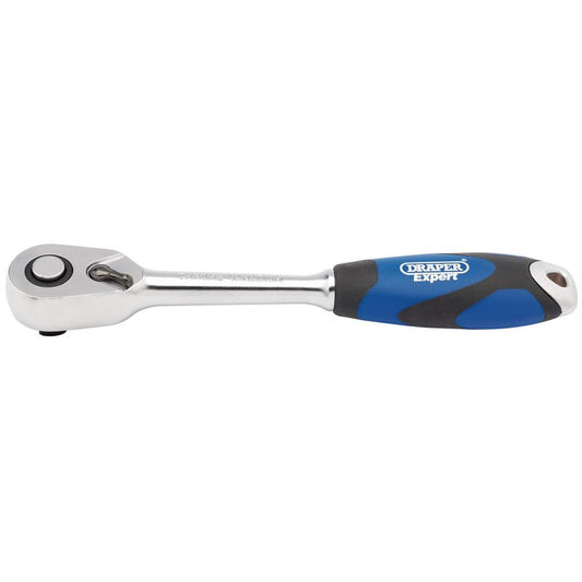 Draper 3/8"D 72 Tooth Soft Grip Reversible Ratchet Quick Release Satin 26503