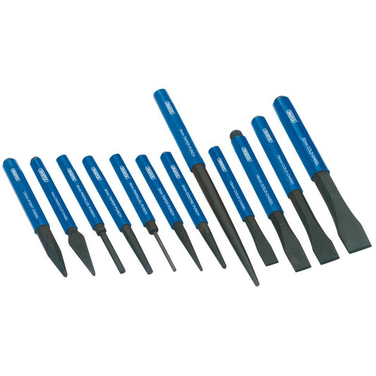 Draper Punch And Chisel Set 12 Piece Plastic Grips In Storage Roll 26557