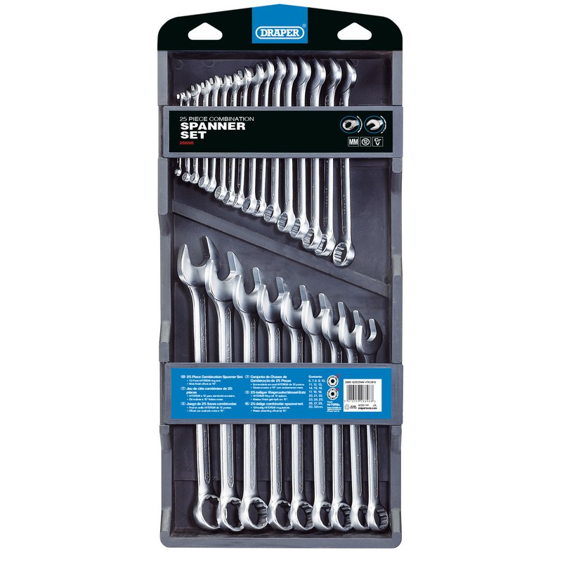 Draper Metric Combination Spanner Set 25 Piece Bi Hexagon Ring 26696