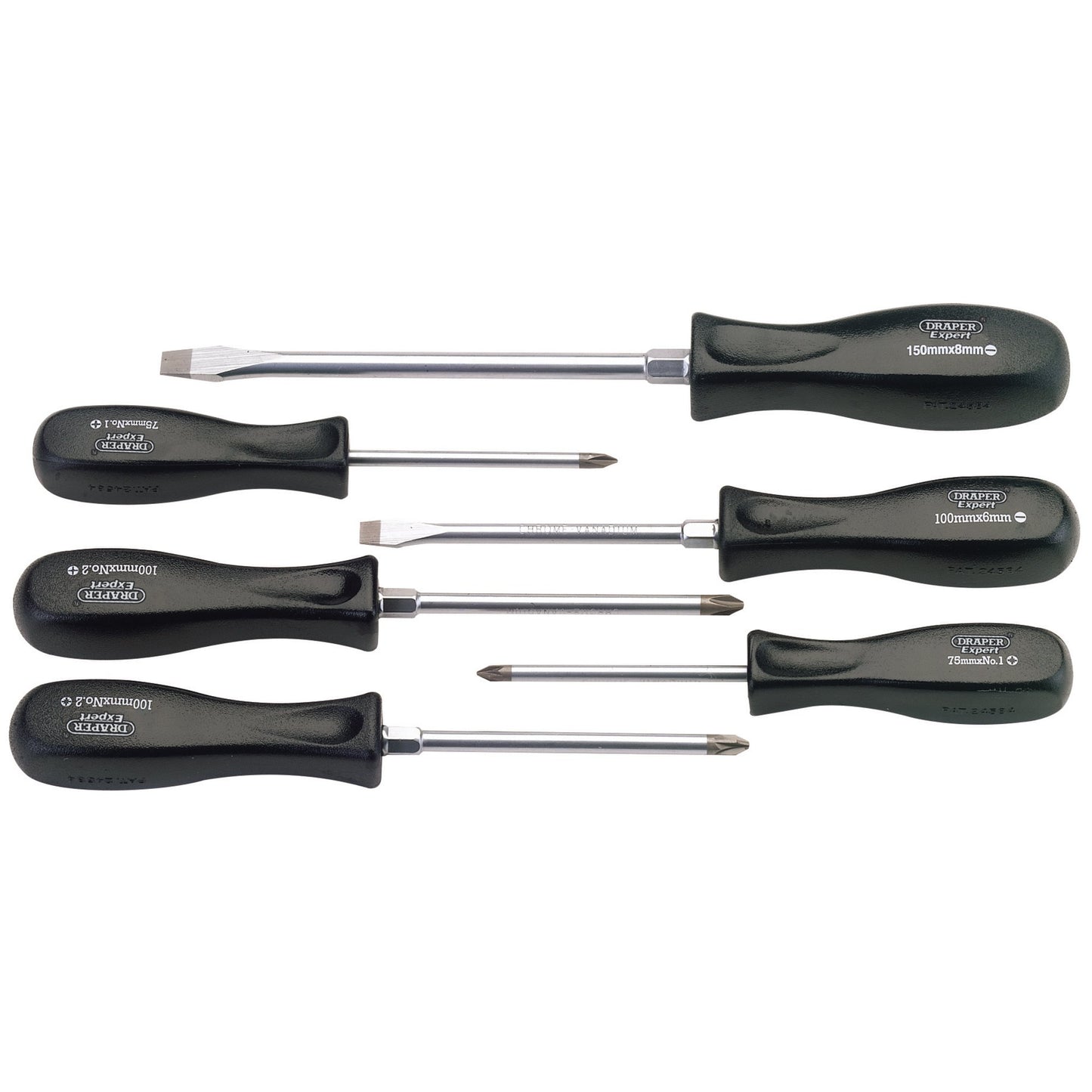 Draper Mechanic's Screwdriver Set 6 Pc 2 plain slot 2 cross slot 2 Pozi 27029