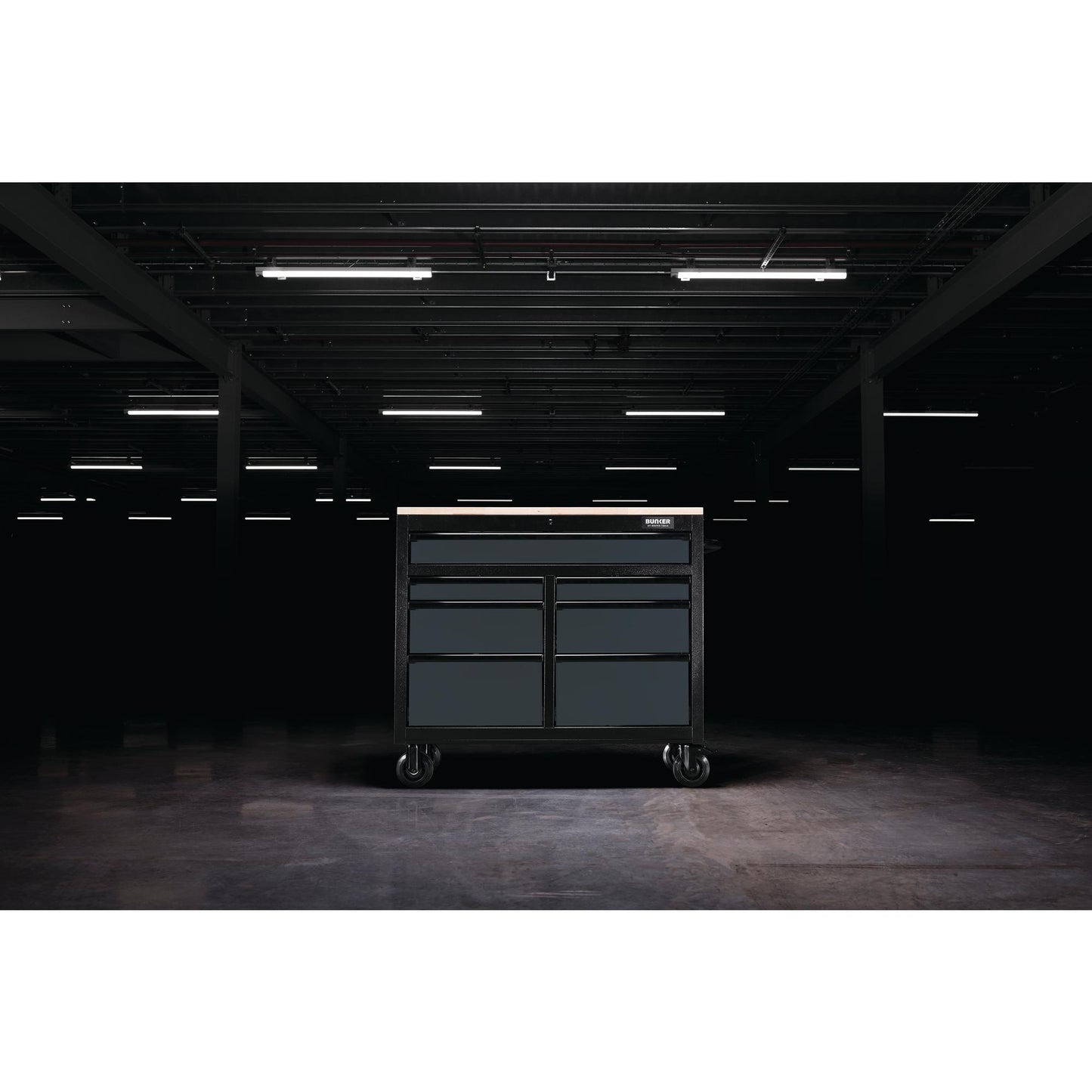 BUNKER® 7 Drawer Workbench Roller Tool Cabinet, 41", Grey