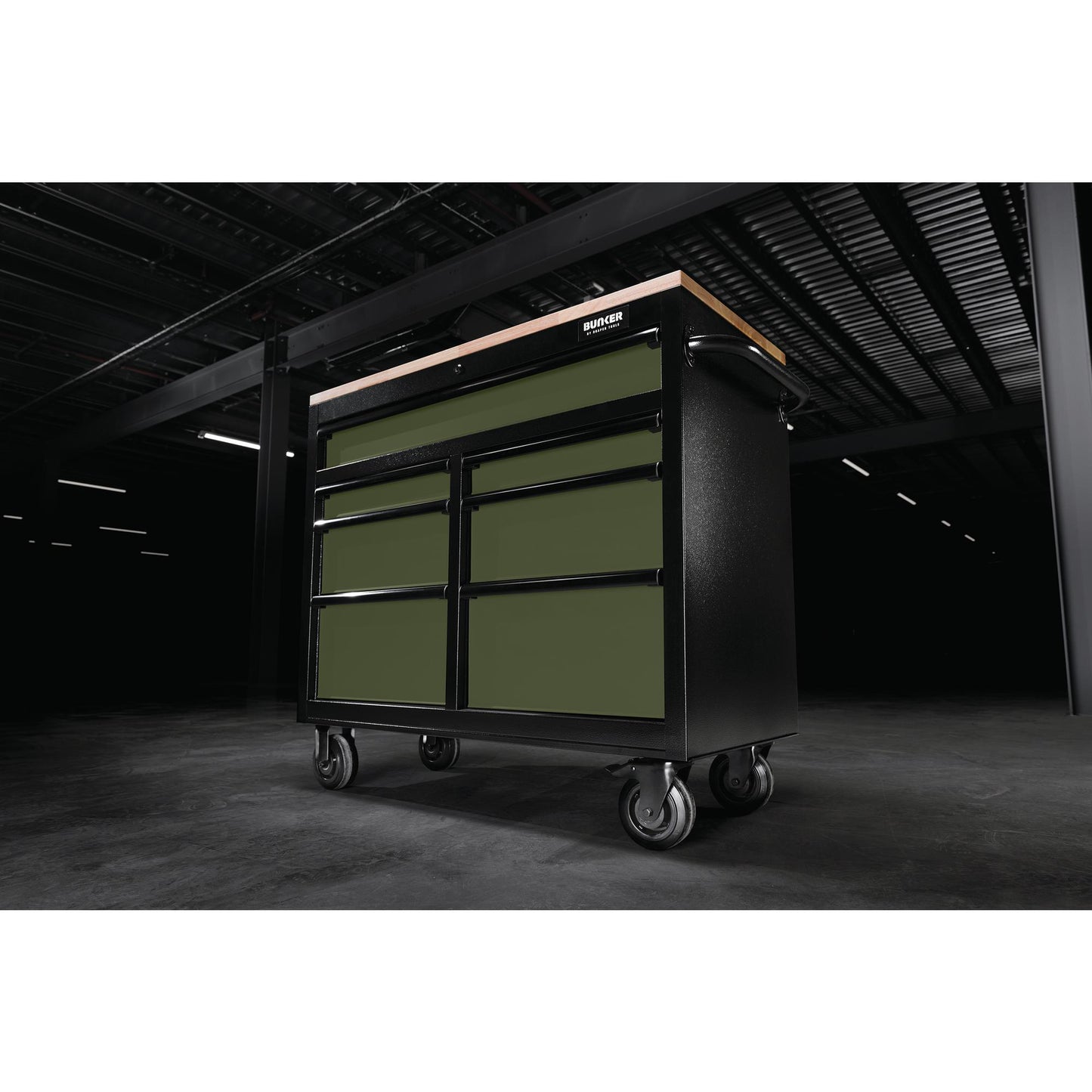 BUNKER® 7 Drawer Workbench Roller Tool Cabinet, 41", Green