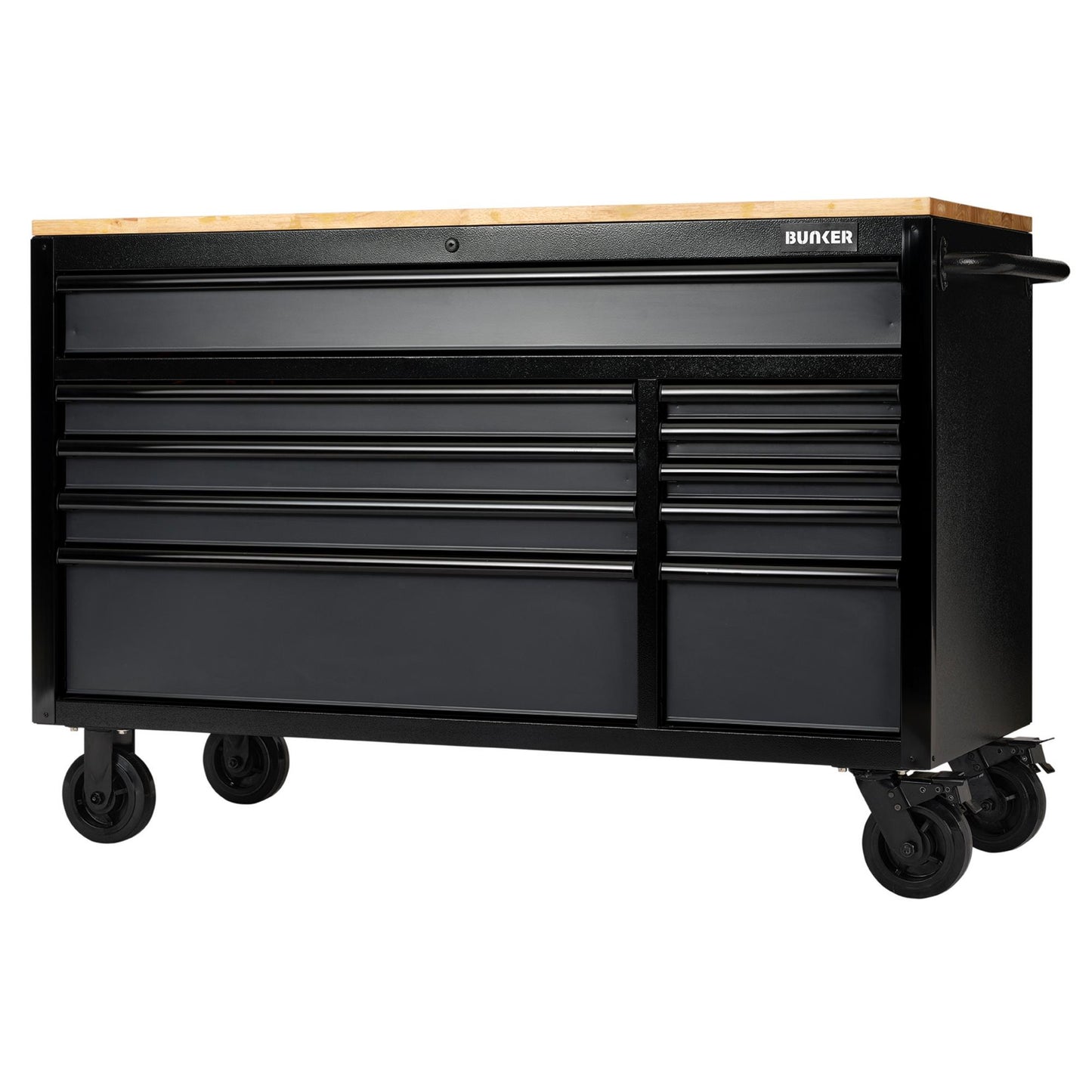 BUNKER® 10 Drawer Workbench Roller Tool Cabinet, 56", Grey