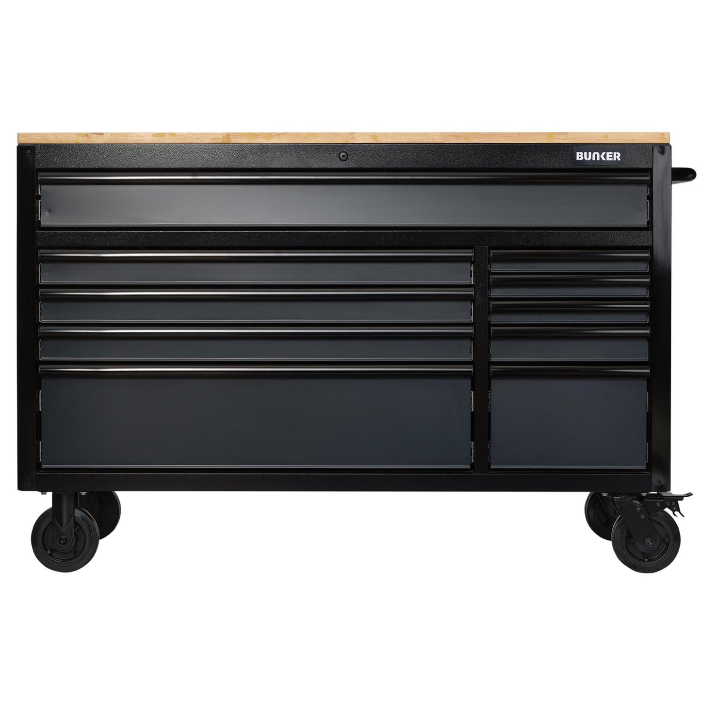 BUNKER® 10 Drawer Workbench Roller Tool Cabinet, 56", Grey