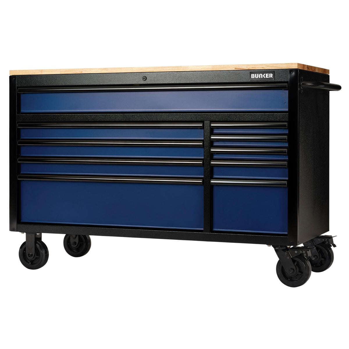 BUNKER 10 Drawer Workbench Roller Tool Cabinet, 56", Blue