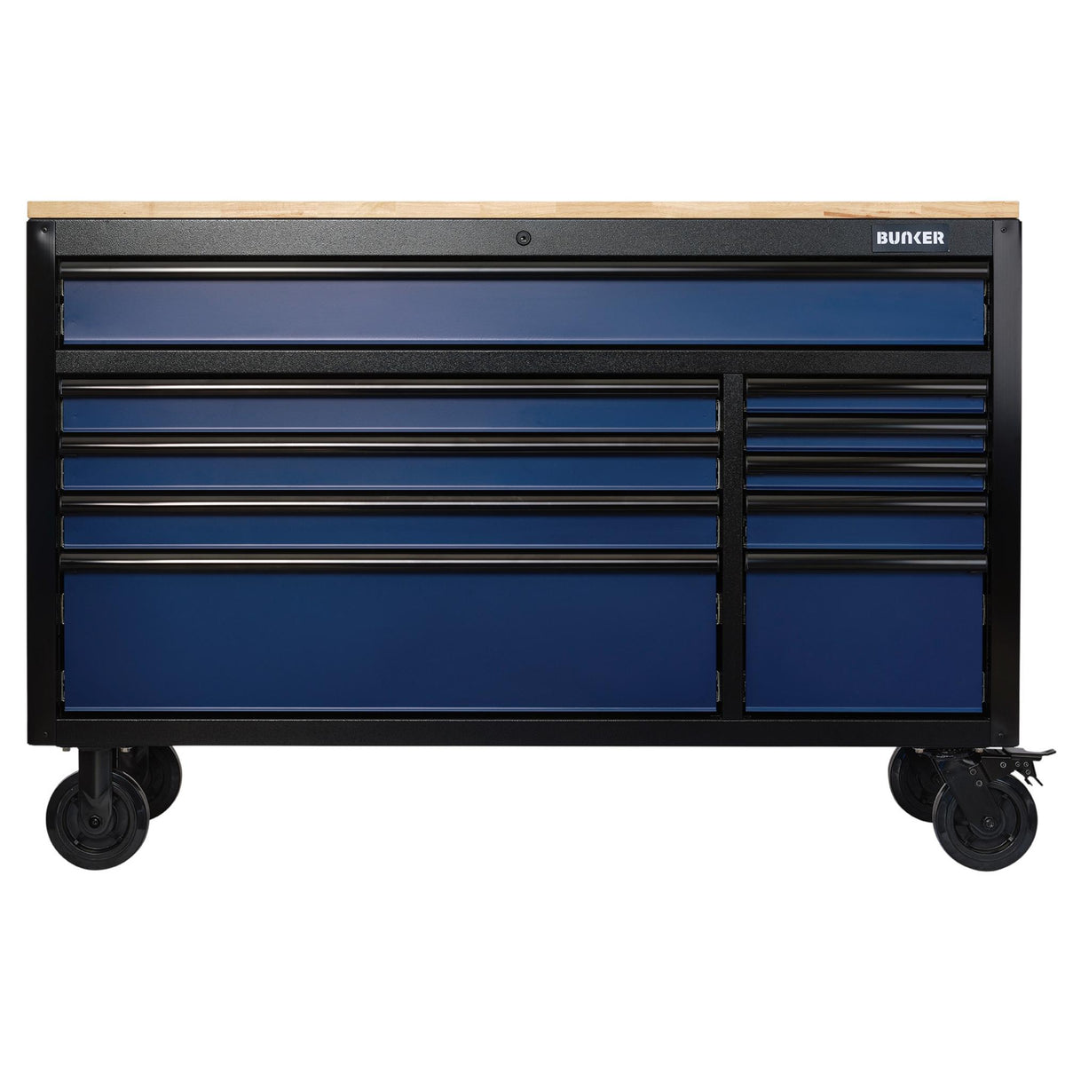 BUNKER 10 Drawer Workbench Roller Tool Cabinet, 56", Blue