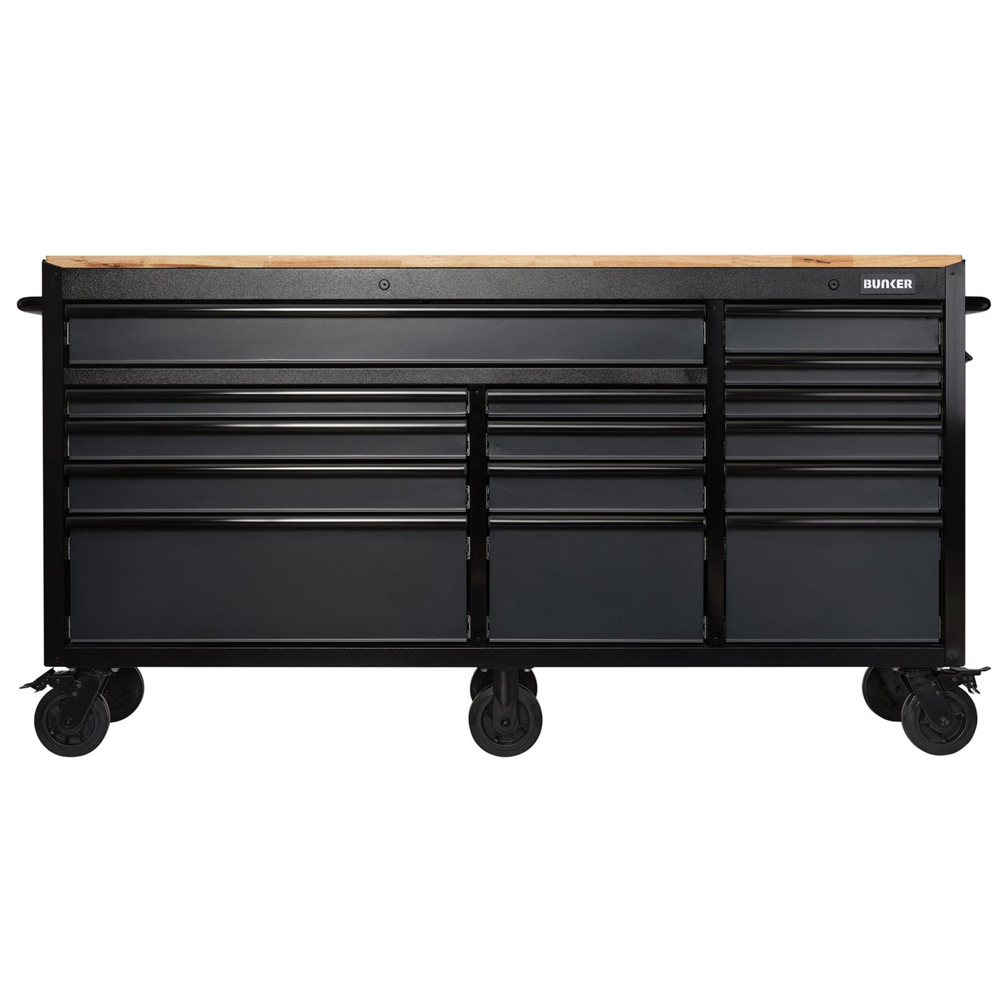BUNKER® 15 Drawer Workbench Roller Tool Cabinet, 72", Grey