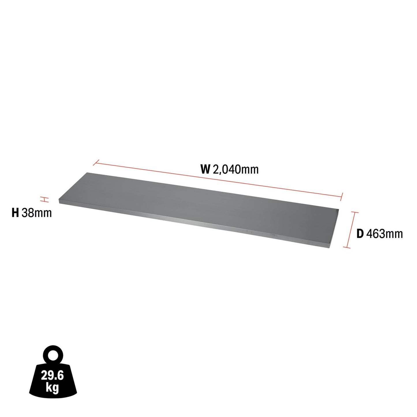 BUNKER Modular Stainless Steel Worktop, 2040mm