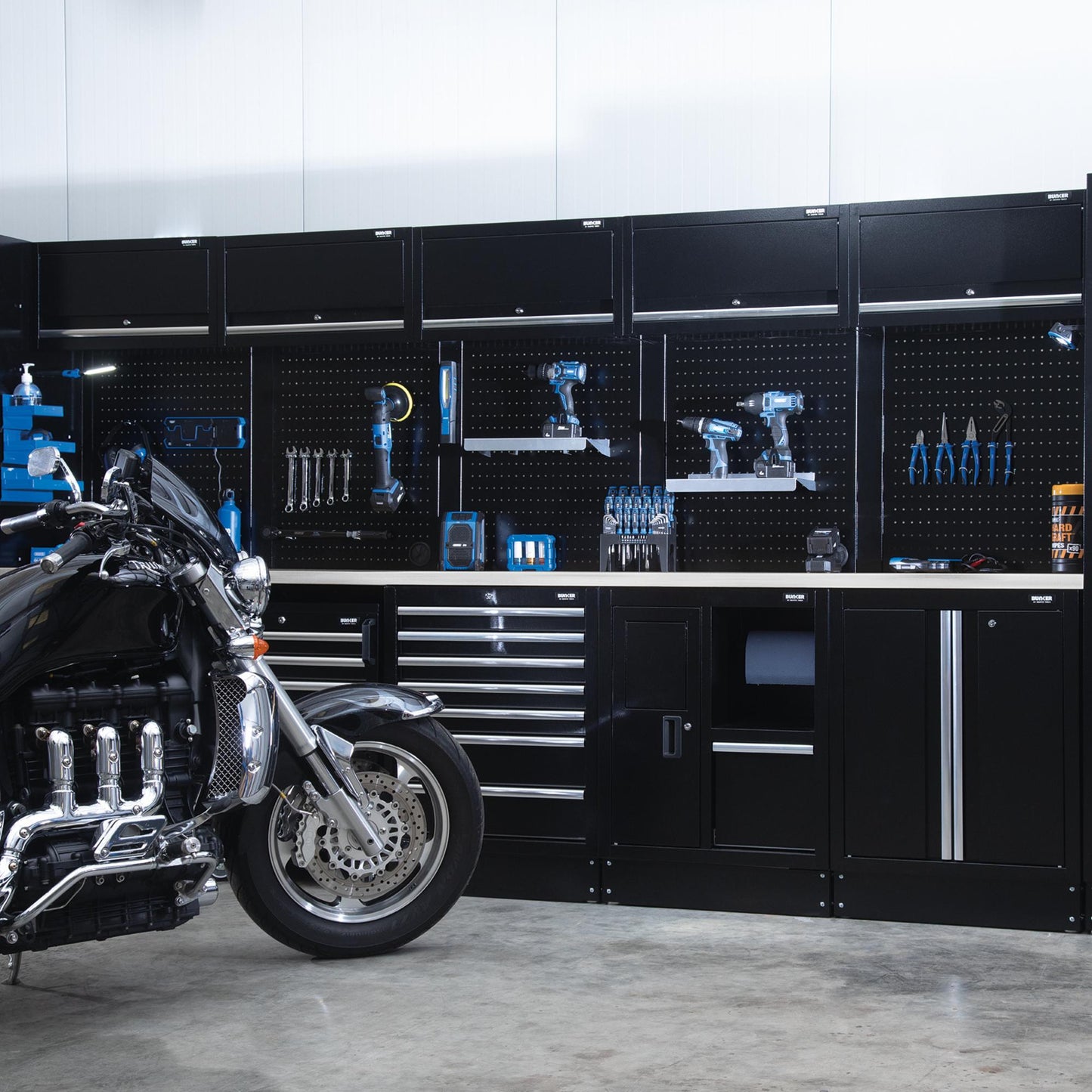 BUNKER 25 Piece Modular Storage Combo with Stainless Steel Worktop 4915mm