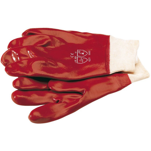 Draper Wet Work Gloves Extra Large PVC Dipped Coating Knitted Wrist Bands 27612