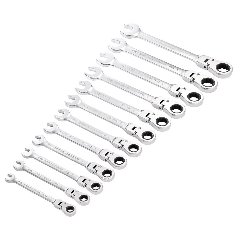 Draper Metric Flexible Head Ratchet Combination Spanner Set 12 Piece 27733