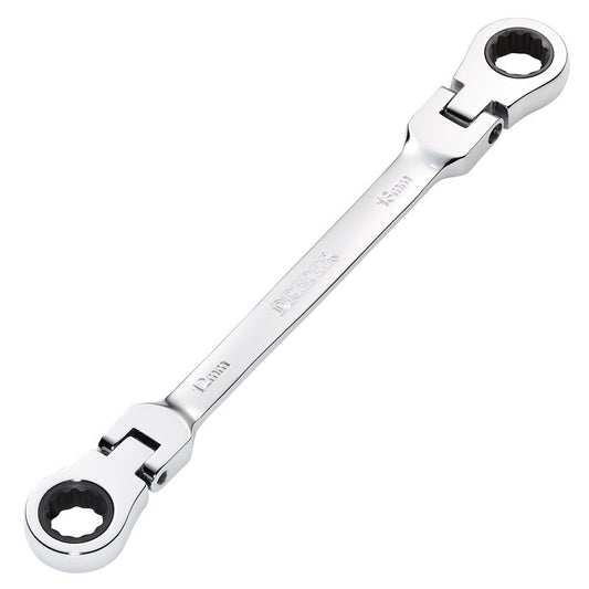 Draper Metric 12 x 13mm Flexible Head Double Ring Ratchet Spanner Chrome 27746