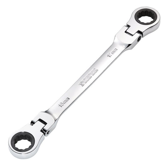 Draper Metric 16 x 17mm Flexible Head Double Ring Ratchet Spanner  27756