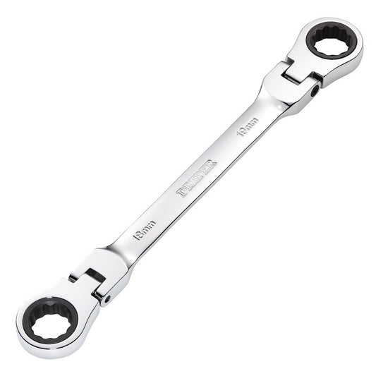 Draper Metric 18 x 19mm Flexible Head Double Ring Ratchet Spanner Chrome 27759