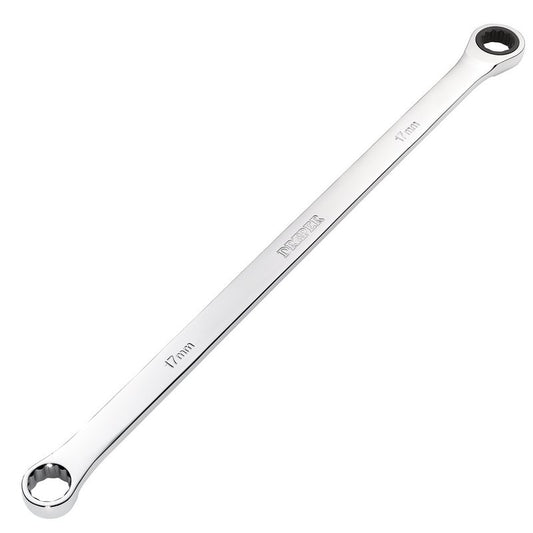 Draper Metric 17mm Extra Long Double Ring Ratchet Spanner Chrome 27774