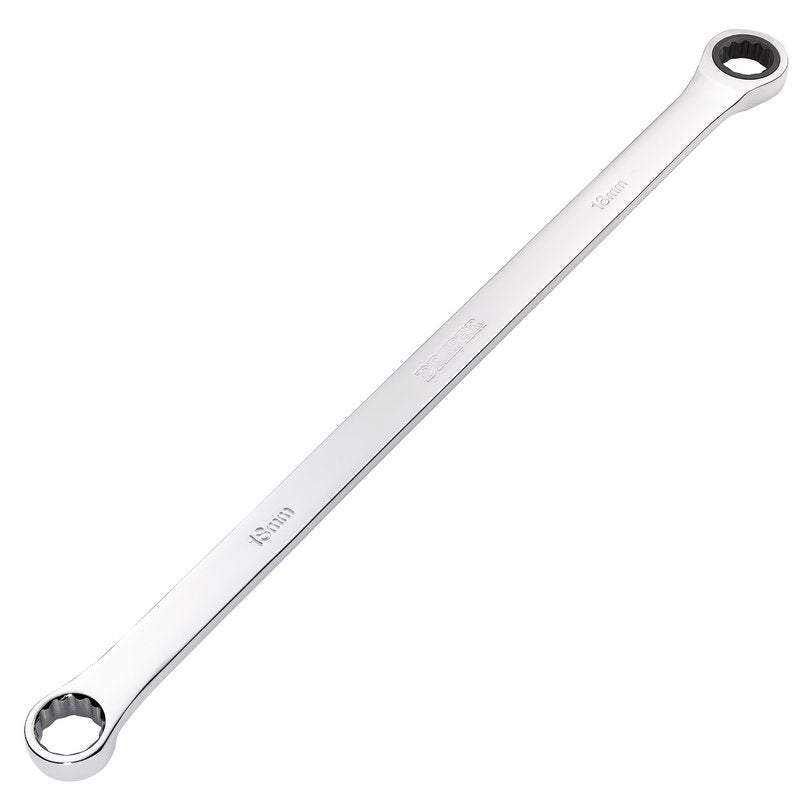 Draper 18mm Metric Extra Long Double Ring Ratchet Spanner Chrome 27776