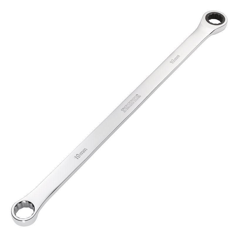 Draper Metric 19mm Extra Long Double Ring Ratchet Spanner Chrome 27777