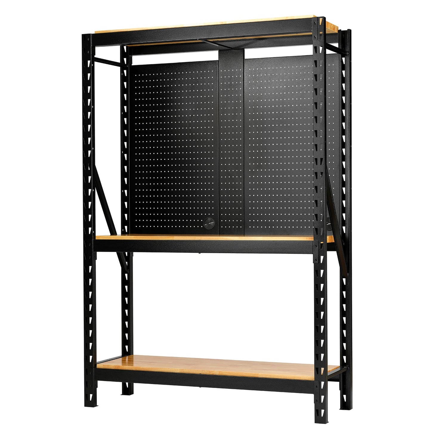 BUNKER 17 Piece Modular 3 Tier Racking Hardwood Shelving Pegboards 1500mm 27795