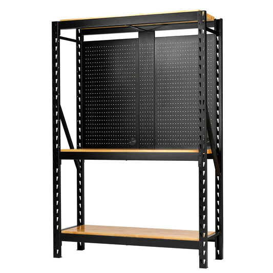 BUNKER 17 Piece Modular 3 Tier Racking Hardwood Shelving Pegboards 1500mm 27795