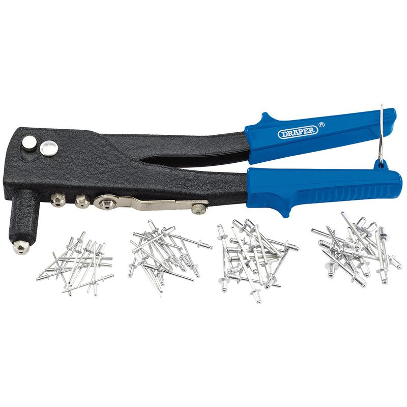 Draper Hand Riveter Kit for Aluminium Rivets 2.4, 3.2, 4.0, and 4.8mm 27847