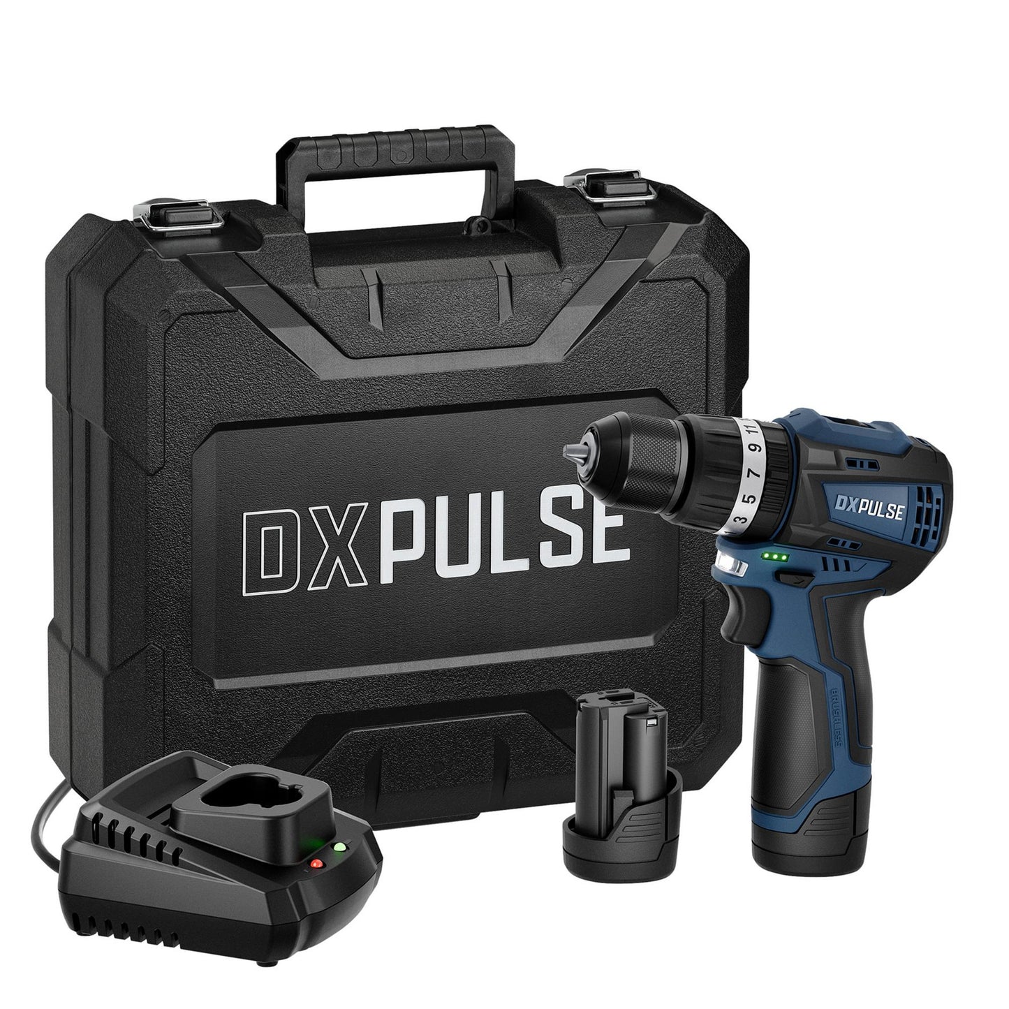 DXPULSE 12V Brushless Combi Drill Kit, 2 x 2.0Ah Batteries, 1 x Charger