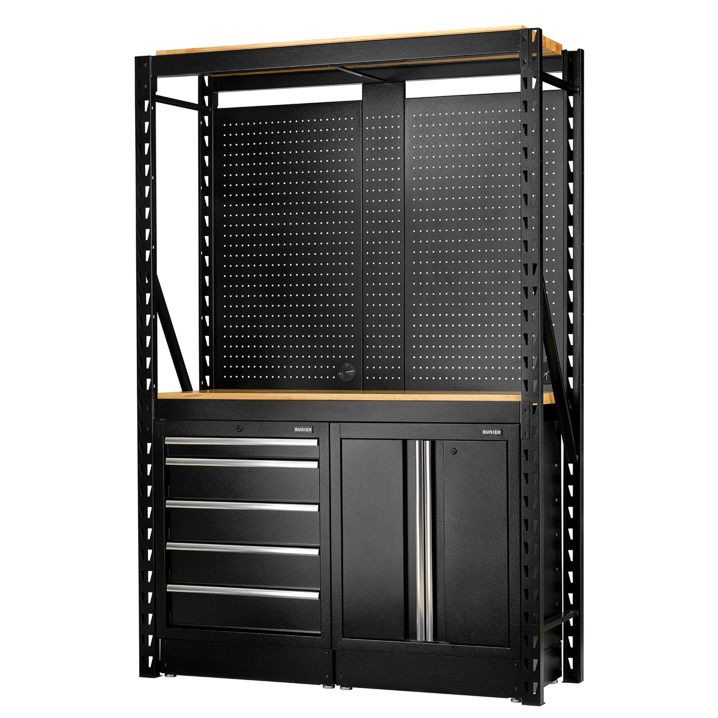 BUNKER 15 Piece Modular Storage Combo 2 Tier Racking Floor Cabinets 1500mm 27912