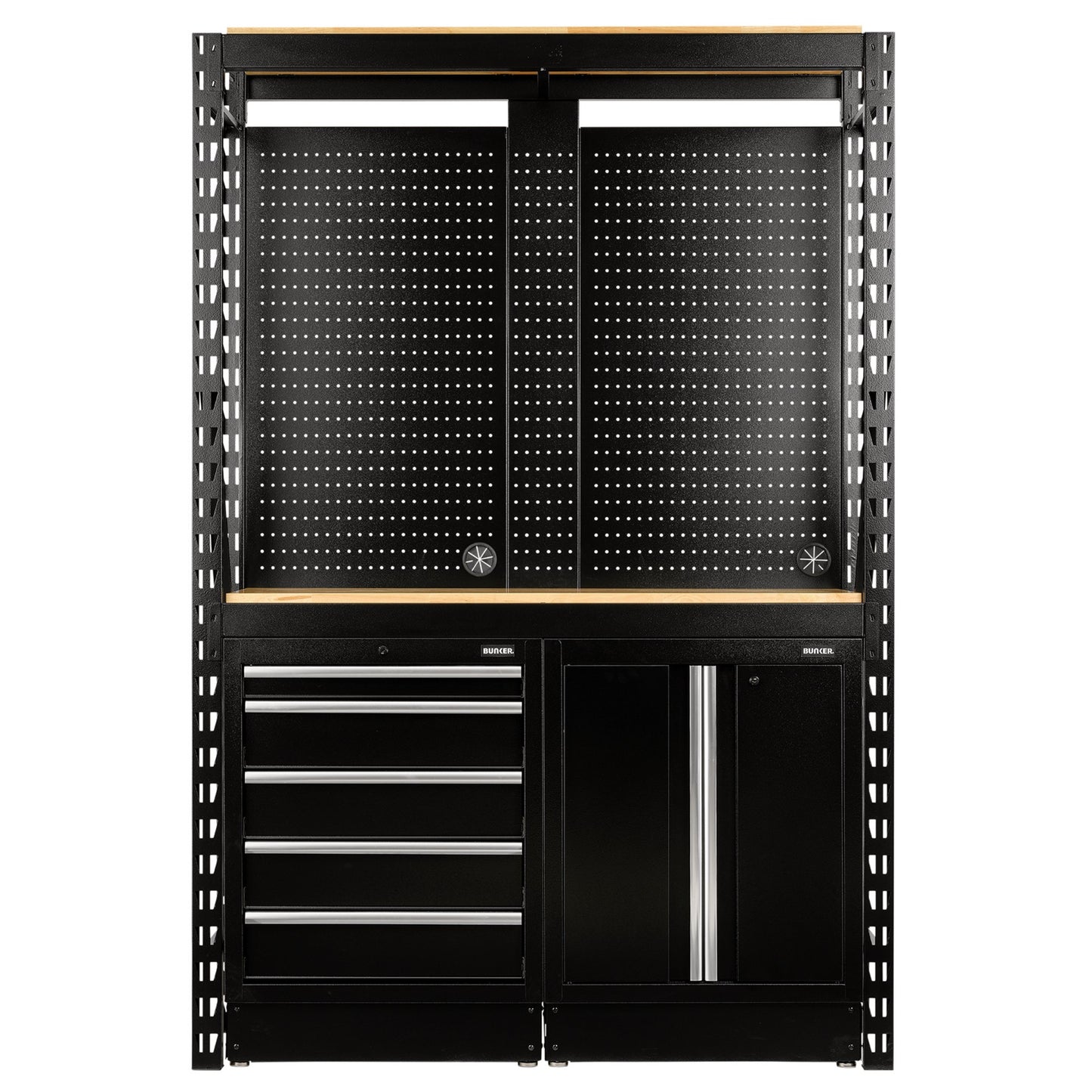 BUNKER 15 Piece Modular Storage Combo 2 Tier Racking Floor Cabinets 1500mm 27912