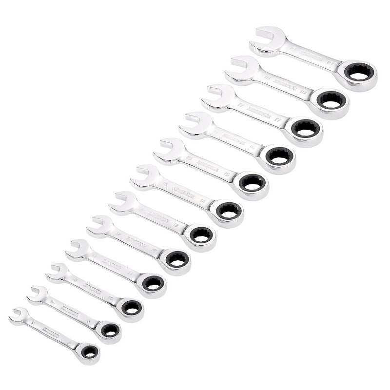 Draper HI-TORQ Metric Stubby Ratchet Combination Spanner Set 12 Piece 27931