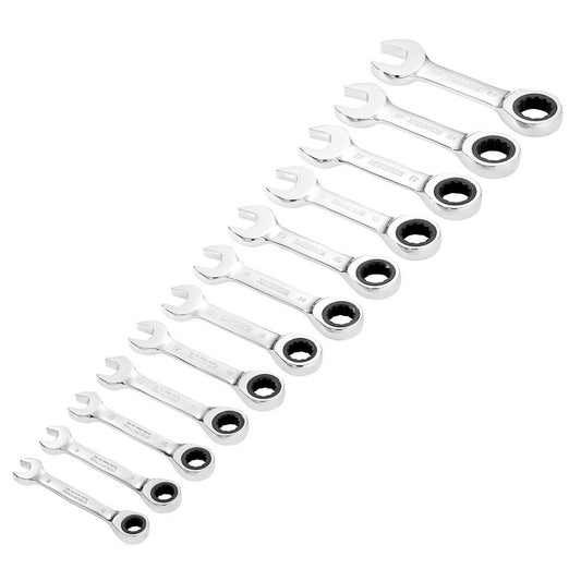 Draper HI-TORQ Metric Stubby Ratchet Combination Spanner Set 12 Piece 27931