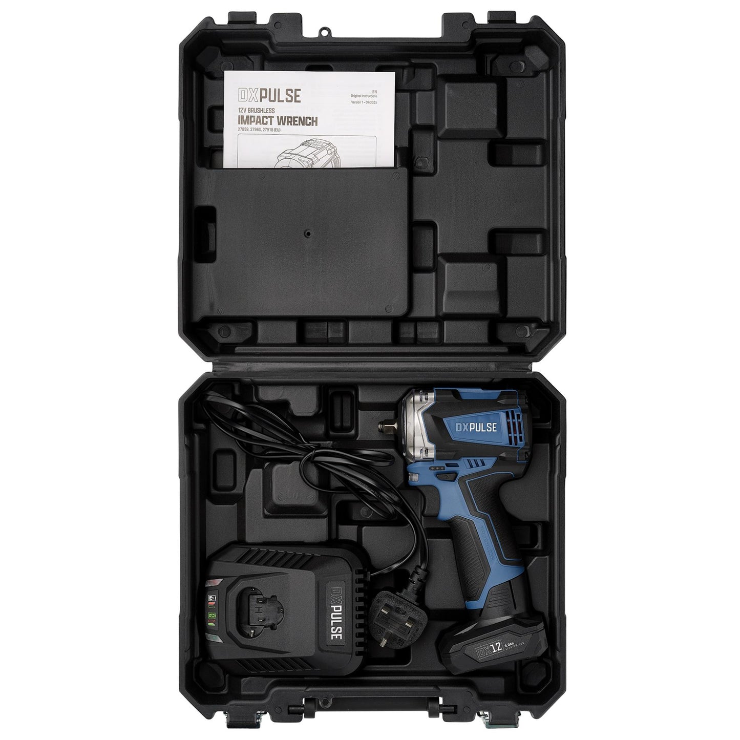 DXPULSE 12V Brushless Impact Wrench Kit, 3/8" Sq. Dr., 1 x 5.0Ah Battery, 1 x Fast Charger