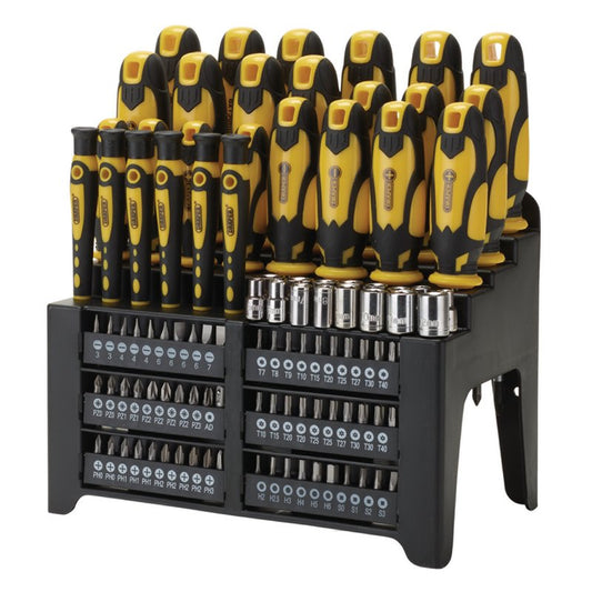 Draper Screwdriver Socket and Bit Set Yellow 103 Piece With storage stand 28012