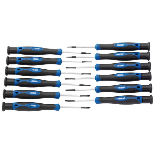 Draper Precision Screwdriver Set 12 Piece Soft Grip Handles 28118