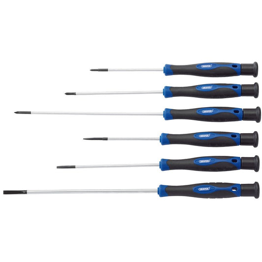 Draper Extra Long Precision Screwdriver Set 6 Piece soft grip handles 28119